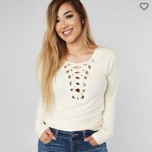 Day Trip lace up top